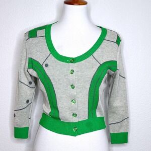 ELHOFFER DESIGN Green Baby Bot Cropped Cardigan Sweater MEDIUM Star Wars Cosplay